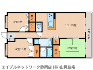 静岡県静岡市葵区上足洗1丁目【マンション】の間取り
