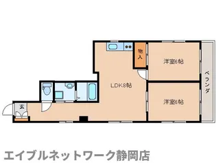 静岡県静岡市葵区上足洗4丁目【マンション】の間取り