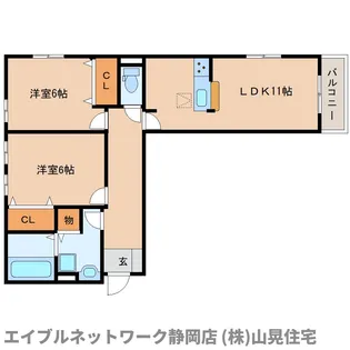 静岡県静岡市葵区上伝馬【アパート】の間取り