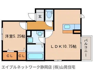 静岡県静岡市葵区上伝馬【アパート】の間取り