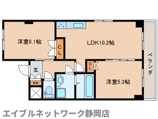 静岡県静岡市葵区川辺町2丁目【マンション】の間取り