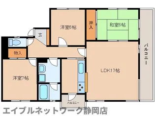 静岡県静岡市葵区瓦場町【マンション】の間取り