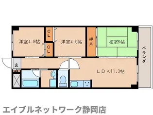 静岡県静岡市葵区北安東1丁目【マンション】の間取り
