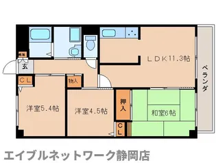 静岡県静岡市葵区北安東1丁目【マンション】の間取り