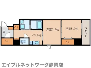 静岡県静岡市葵区金座町【マンション】の間取り