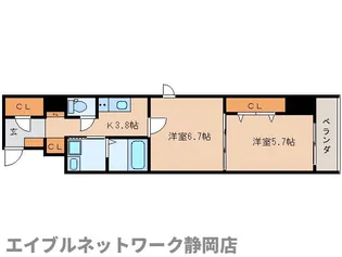 静岡県静岡市葵区金座町【マンション】の間取り