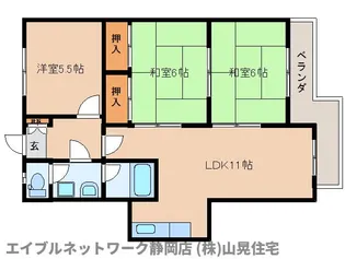 静岡県静岡市葵区平和3丁目【マンション】の間取り