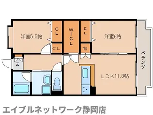 静岡県静岡市葵区竜南1丁目【マンション】の間取り