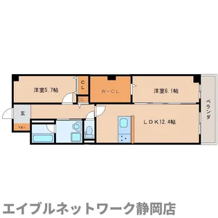 静岡県静岡市葵区長沼南【マンション】の間取り