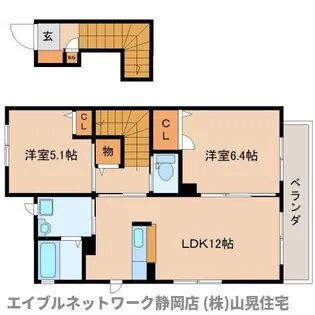 静岡県静岡市駿河区北丸子2丁目【アパート】の間取り