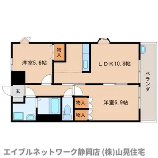 静岡県静岡市駿河区下川原6丁目【マンション】の間取り