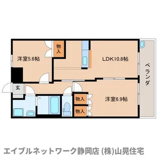 静岡県静岡市駿河区下川原6丁目【マンション】の間取り