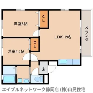静岡県静岡市駿河区下川原6丁目【アパート】の間取り