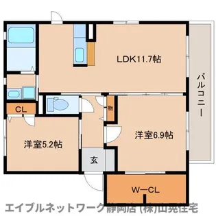 静岡県静岡市駿河区東新田2丁目【アパート】の間取り