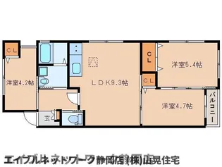 静岡県静岡市駿河区みずほ3丁目【アパート】の間取り