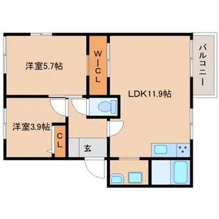 奈良県橿原市五条野町【アパート】の間取り