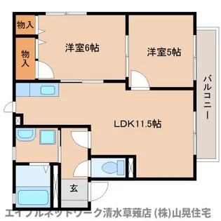 パティオ萩【102号室】の間取り