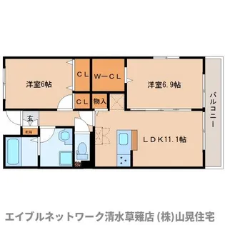 静岡県静岡市清水区楠【マンション】の間取り