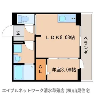 ヴィクトワール草薙【207号室】の間取り