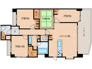 レイセニット奈良グランヴェルジェ【4階】の間取り