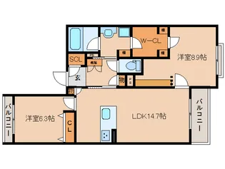 奈良県奈良市杉ヶ町【マンション】の間取り
