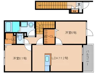 奈良県香芝市逢坂2丁目【アパート】の間取り