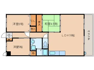 奈良県香芝市逢坂3丁目【マンション】の間取り