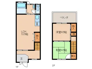 奈良県香芝市狐井【テラスハウス】の間取り