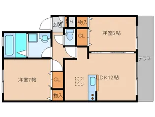 奈良県香芝市良福寺【アパート】の間取り