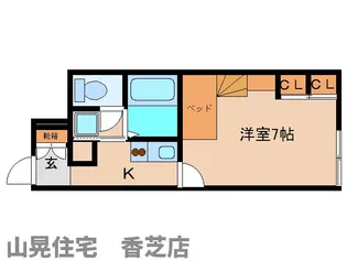 奈良県香芝市五位堂5丁目【アパート】の間取り