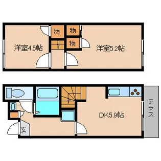 奈良県香芝市別所【アパート】の間取り