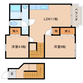 奈良県桜井市大字東新堂【アパート】の間取り