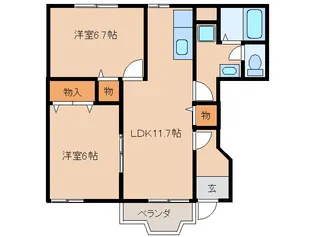ディアコート弐番館【1階】の間取り