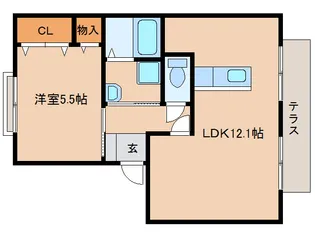 フレグランスU B棟【1階】の間取り