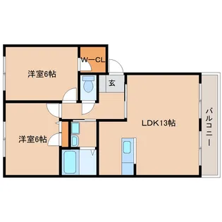 フルール櫟本【2階】の間取り