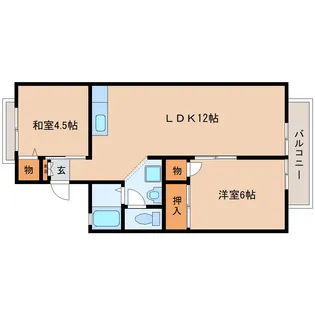 奈良県桜井市大字阿部【アパート】の間取り