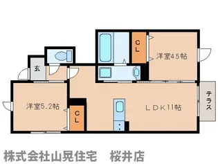 奈良県桜井市大字阿部【アパート】の間取り