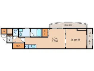 サニーサイド生駒【5階】の間取り