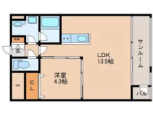 奈良県生駒市本町【マンション】の間取り