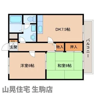 奈良県生駒市西松ケ丘【アパート】の間取り