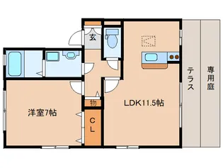 奈良県生駒市俵口町【アパート】の間取り