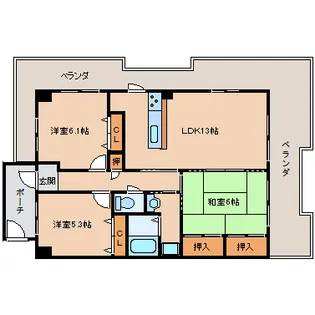 奈良県生駒市山崎町【マンション】の間取り
