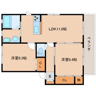 奈良県生駒市壱分町【マンション】の間取り