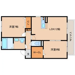 奈良県生駒市小瀬町【アパート】の間取り