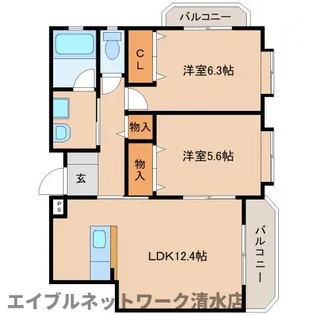 静岡県静岡市清水区有東坂【マンション】の間取り