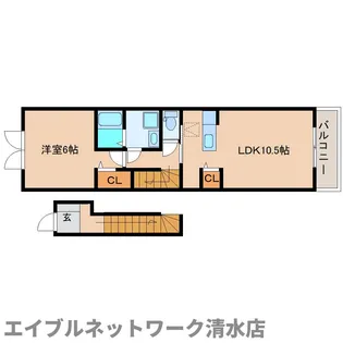 静岡県静岡市清水区興津中町【アパート】の間取り