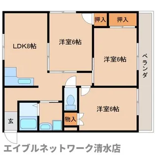 静岡県静岡市清水区押切【マンション】の間取り