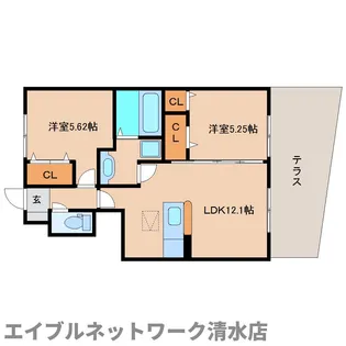 静岡県静岡市清水区北脇【アパート】の間取り