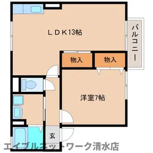 静岡県静岡市清水区北脇【アパート】の間取り