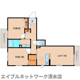 静岡県静岡市清水区北脇【マンション】の間取り